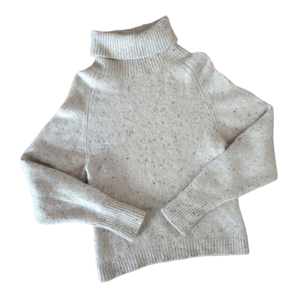 Vince. 100 % Cashmere Funnel Turtleneck Ribbed Speckled Cropped Small Sweater.